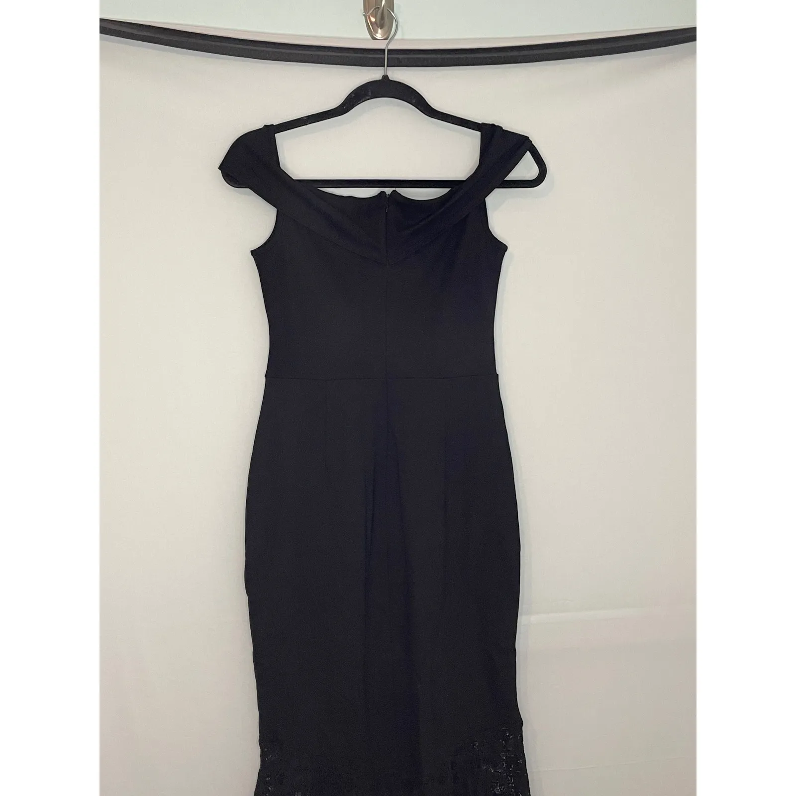 Venus Black Off Shoulder Lace Trim Hi Lo Dress Womens Size 6 Formal Evening - Image 12