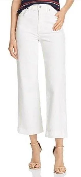 7 For All Mankind White Straight Leg Jeans - Image 4