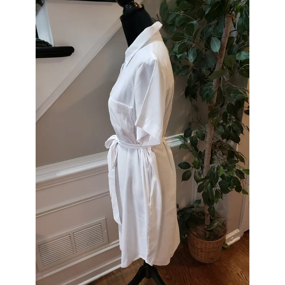 Forever 21 Shirt Dress Womens 0X White Side Pockets Belted Waist Button Front - Image 15