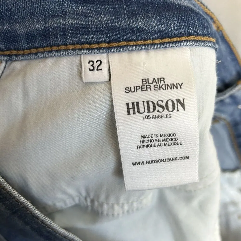 HUDSON BLAIR Super Skinny Jeans womens 32 Light Blue Wash Raw Hem $189 - Image 10