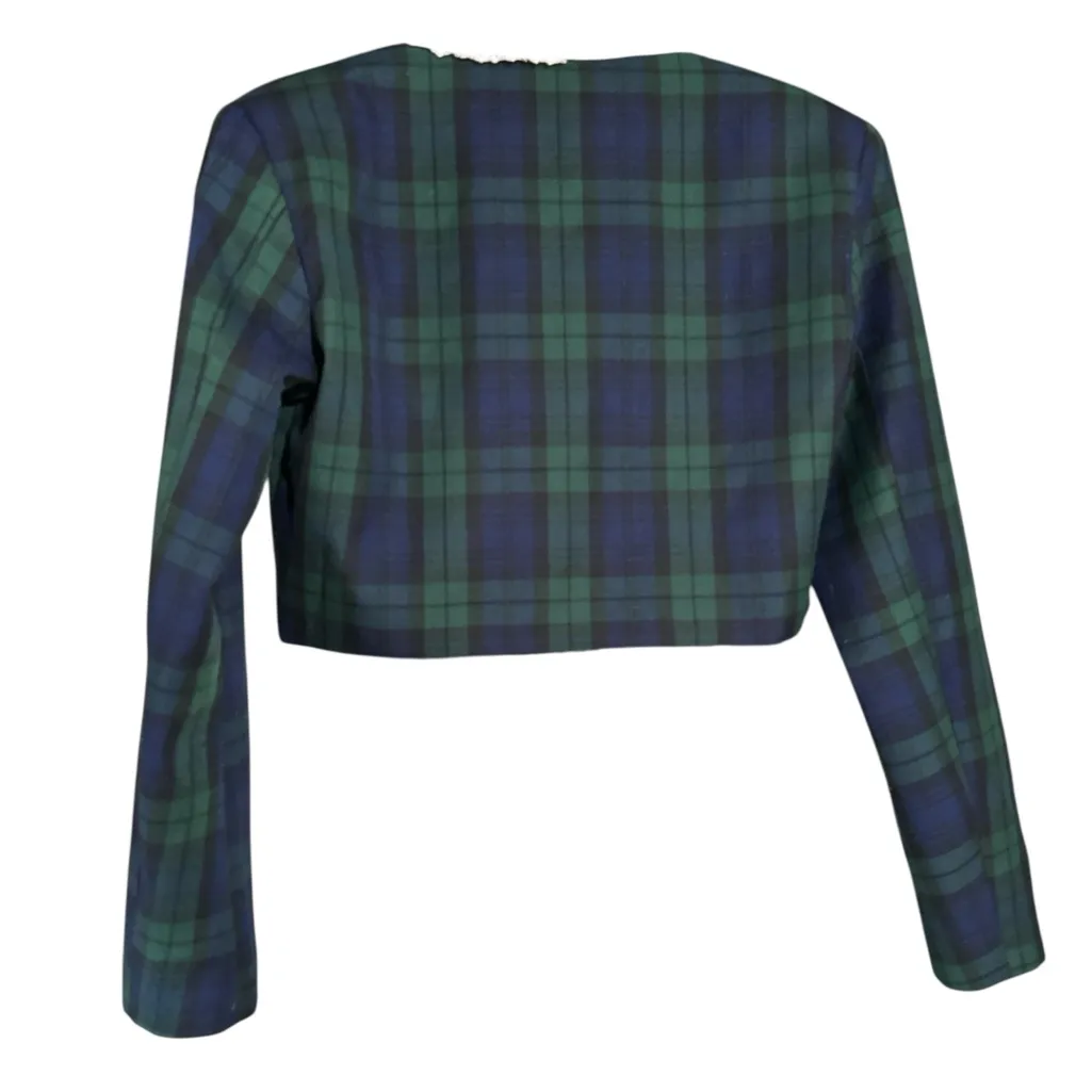 Alexia Admor Aurelia Cropped Plaid Blazer Size 8 - Image 6