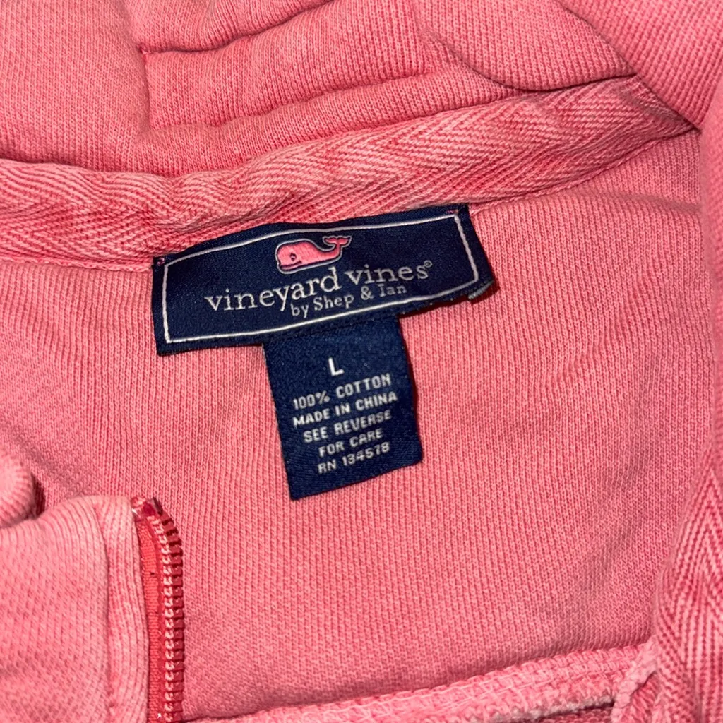 Vineyard Vines Pink Pullover Quarter Zip SIZE L - Image 3