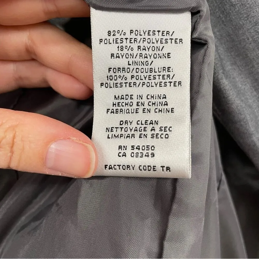 Nine West Grey Single Button Closure Classic Womens Blazer Jacket 16 Suit Work - Image 9