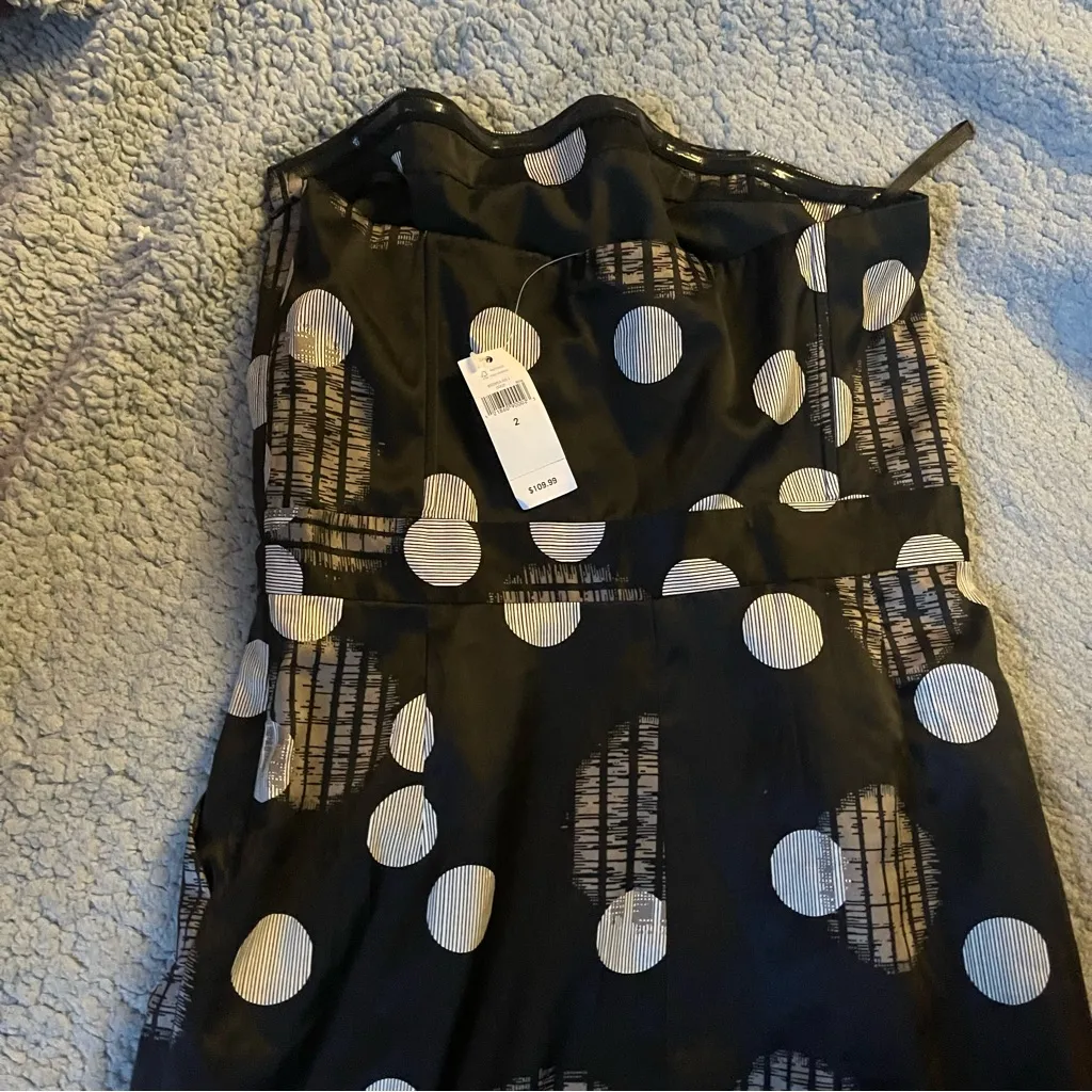 Banana Republic Women's Black White Strapless Poka Dot Print Mini Dress Sz 2 - Image 7