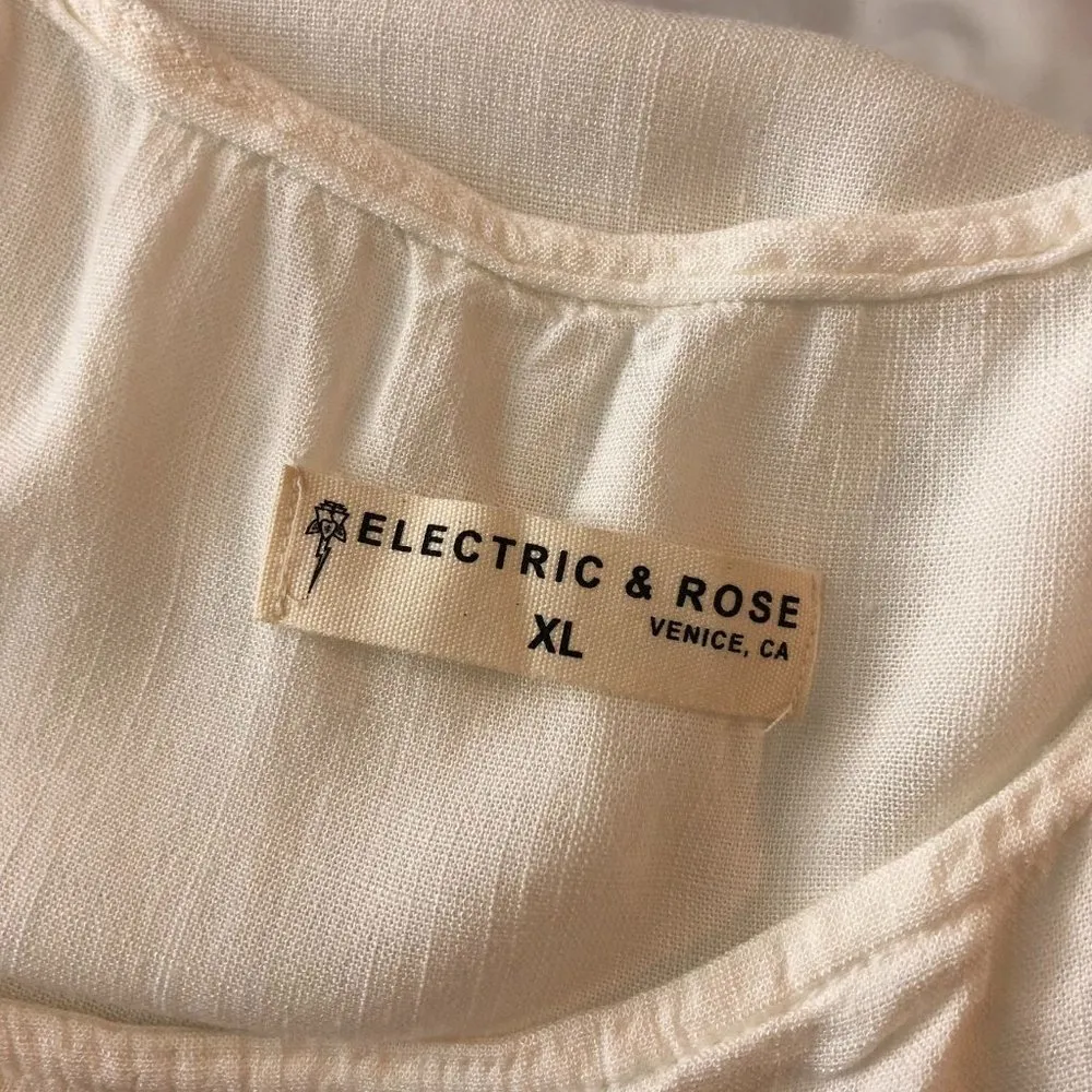 Electric & Rose Womens Tank Dress Tunic Tie Dye Scoop Neck Pullover White XL - Image 3