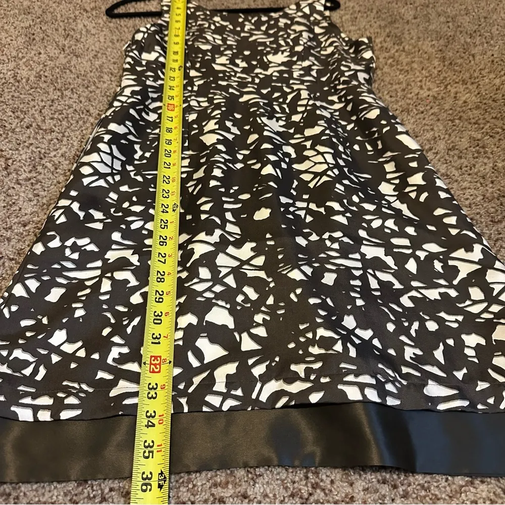 Sleeveless Midi Dress Brown White Abstract Print Career Party Cocktail‎ - Image 7