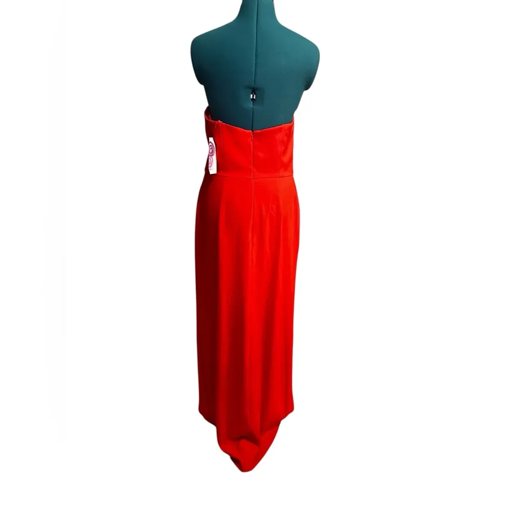 Theia Women's Poppy Red Milly Crepe Strapless Column Gown Dress Size 10 - Image 4