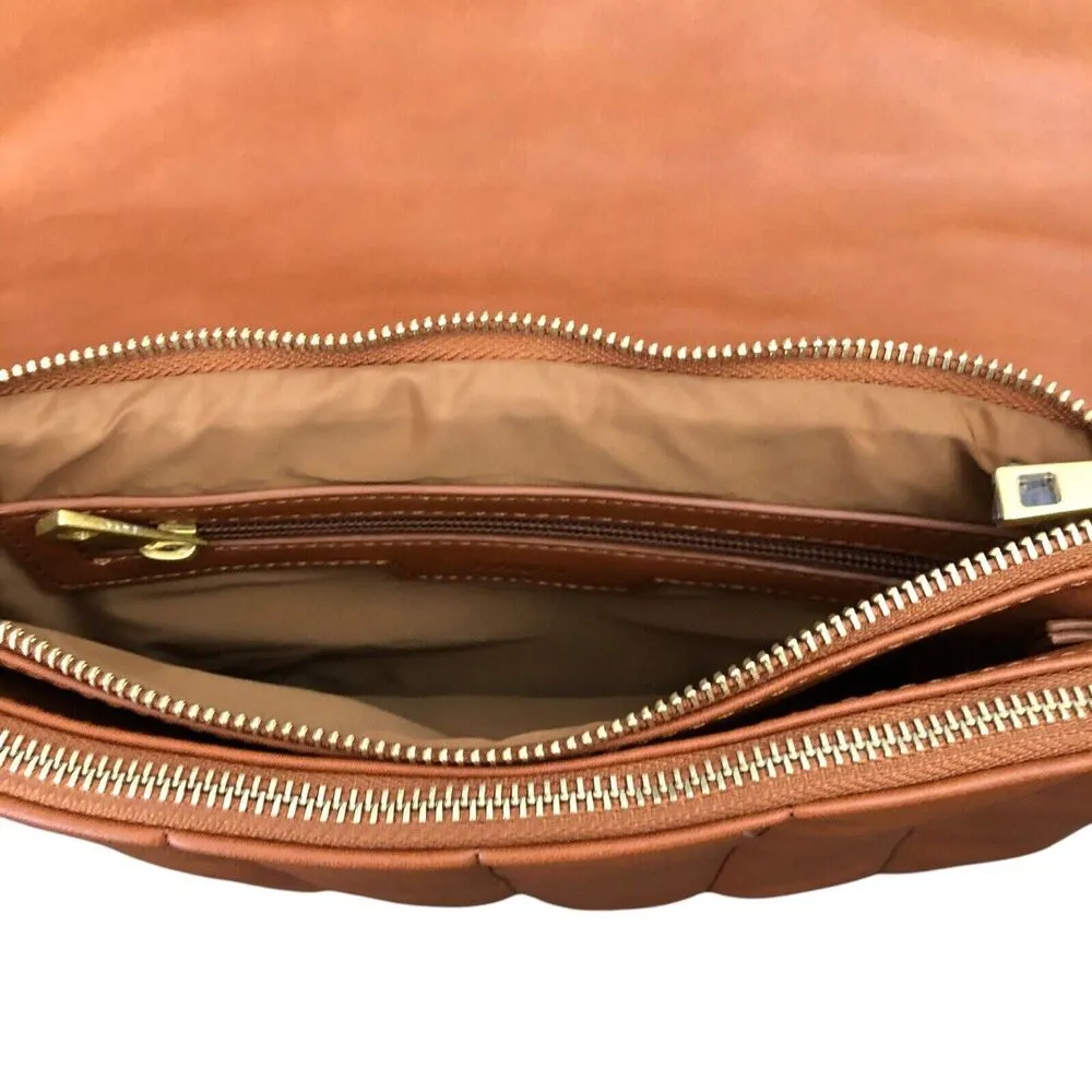 Fawn Design NWT Chic Functional Quilted Clutch Crossbody Handbag Brown Matte - Image 8