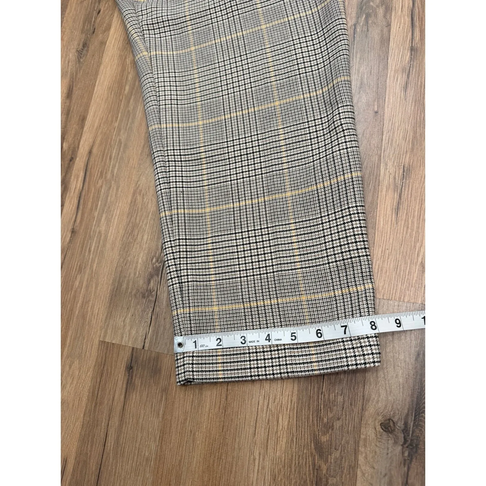 Ann Taylor Plaid Ankle Pants Women Size 14 Beige Black Career Stretch - Image 12