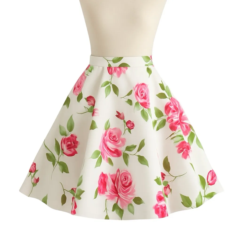 Sherri Hill White Floral Rose Print Fit & Flare Skirt 50563 Designer Size 0 EUC - Image 6