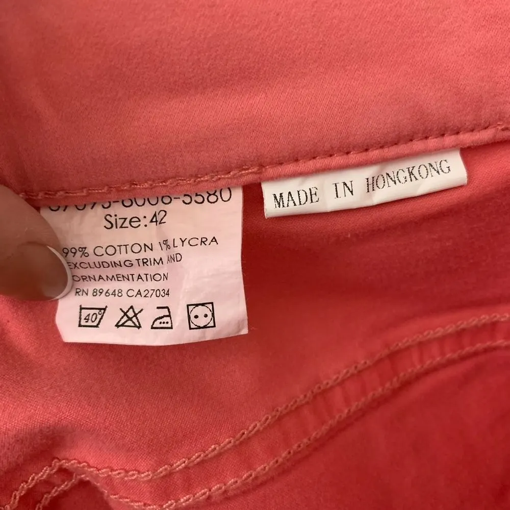 Vintage 90s Blue Willis Mid Rise Jeans 32 Coral Pink Straight Leg 5 Pocket - Image 6