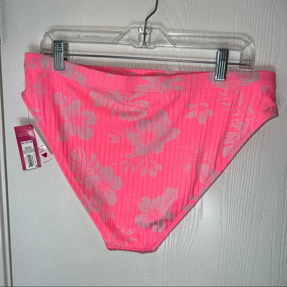 Xhilaration Pink Palm Tree Print High Leg High Rise Bikini Bottom. Size XL - Image 5