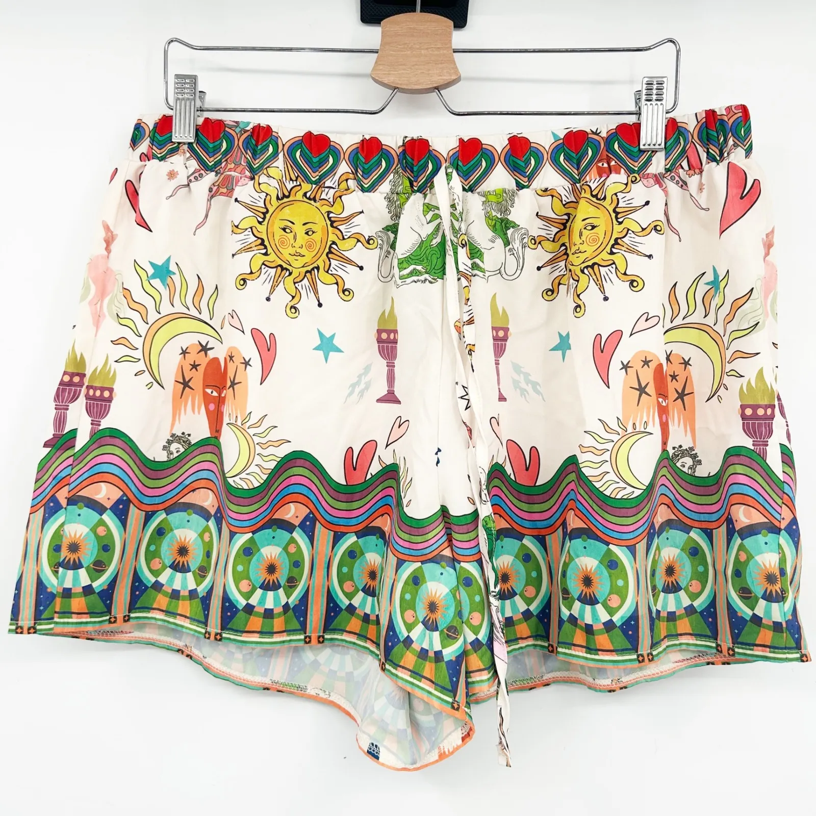 SHEIN CURVE Womens 2XL Funky Boho Sun Mushroom Butterfly Print Kimono Shorts Set - Image 8