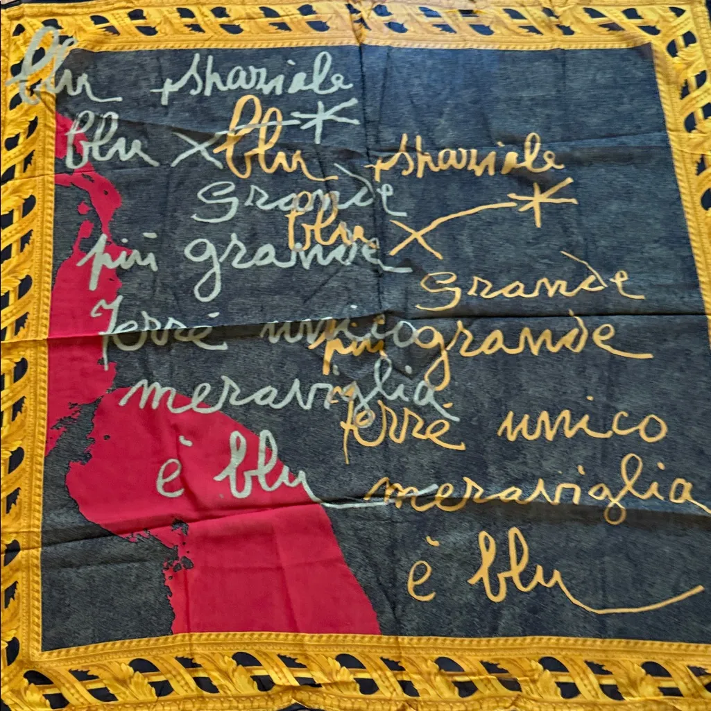 Gianfranco Ferre Artistic Black and Gold Scarf - Image 4