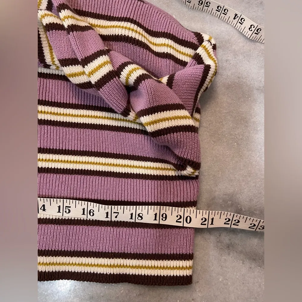 Kendall + Kylie Size XS Purple Stripe Full Zip Cotton Ribbed Knit Cropped Hoodie - Image 10