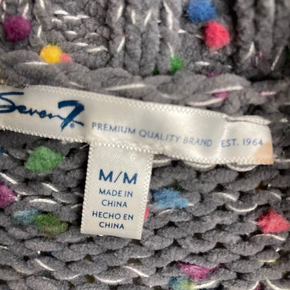 SEVEN 7 Chenille Gray  Popcorn Confetti Crewneck Knit Sweater‎ Size Medium - Image 2