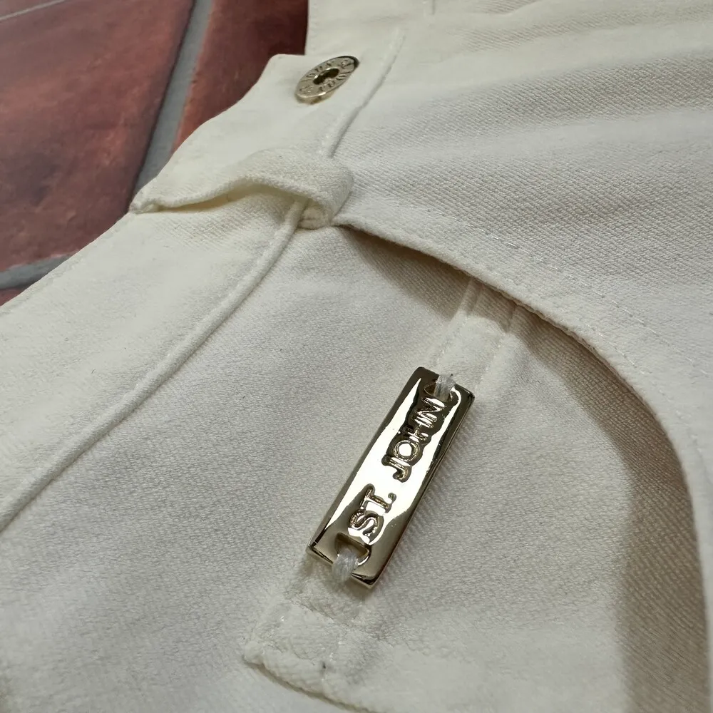 St. John Sport White High Waisted Cropped Pants Size 0 - Image 2