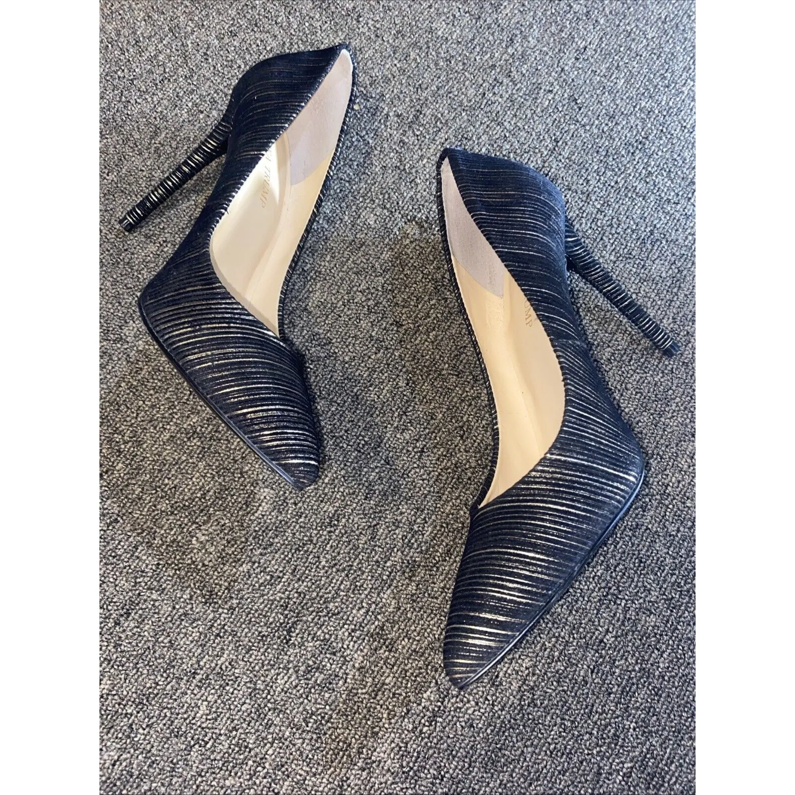 Ivanka Trump Kayden Leather Pump Heels Size 10 M Black & Gold Striped Shoes - Image 12