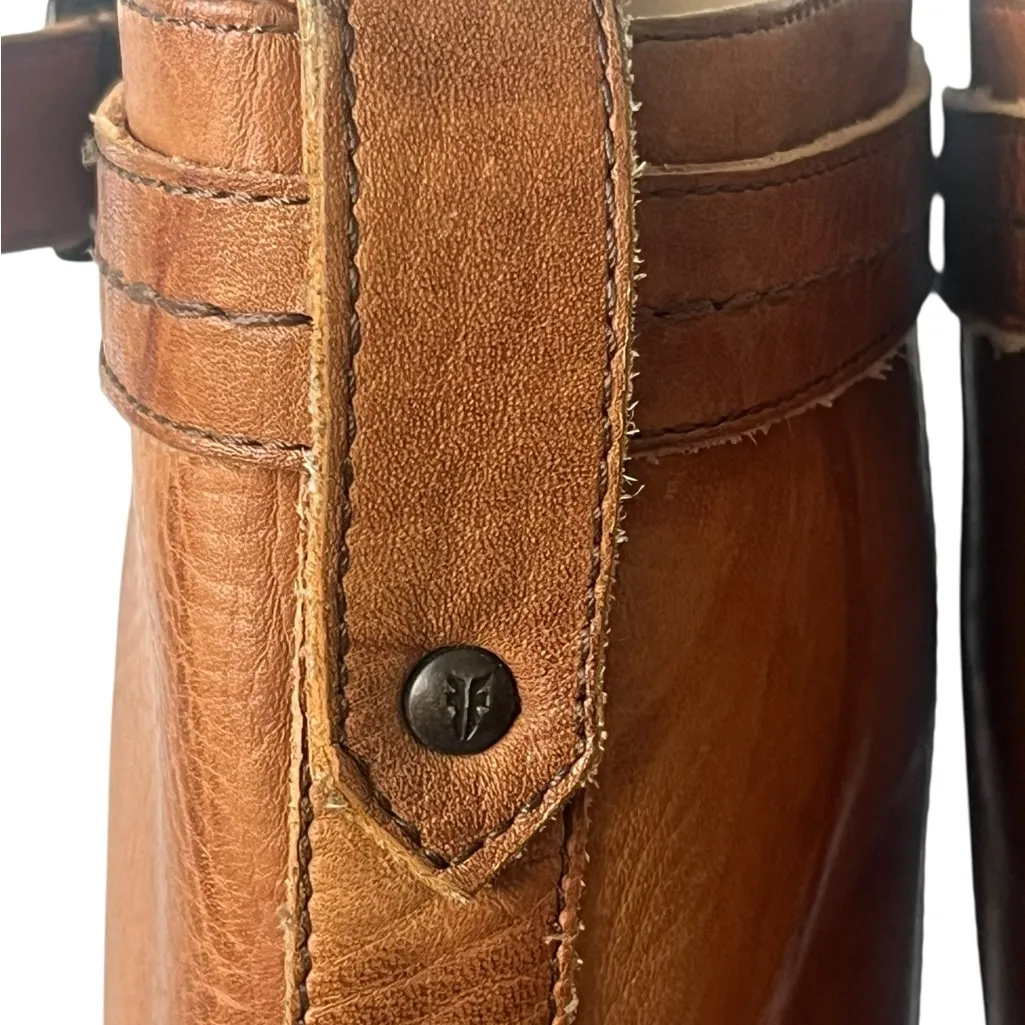 Frye Carmen 3 Strap Saddle Mid Calf Leather Boots 8.5 - Image 9