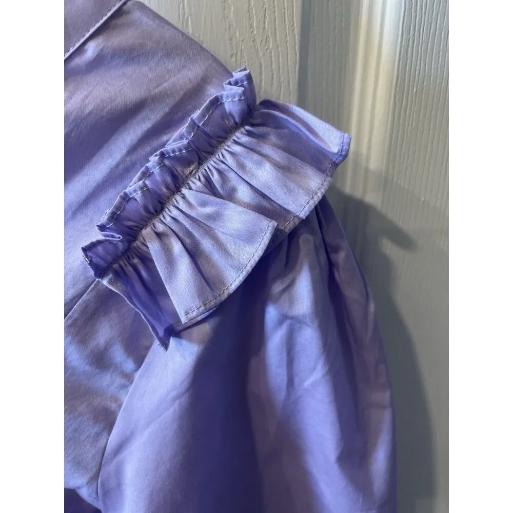 HARSHMAN Lilac Cheryl Blouse Size Medium Cotton V - Image 7