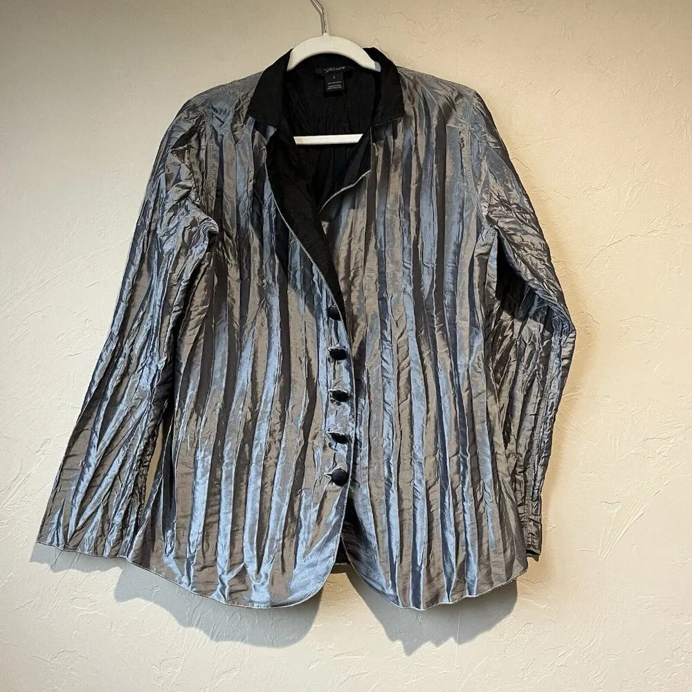 Silver Jacket accordion pleat New Years‎ holiday Christmas Party disco retro - Image 4