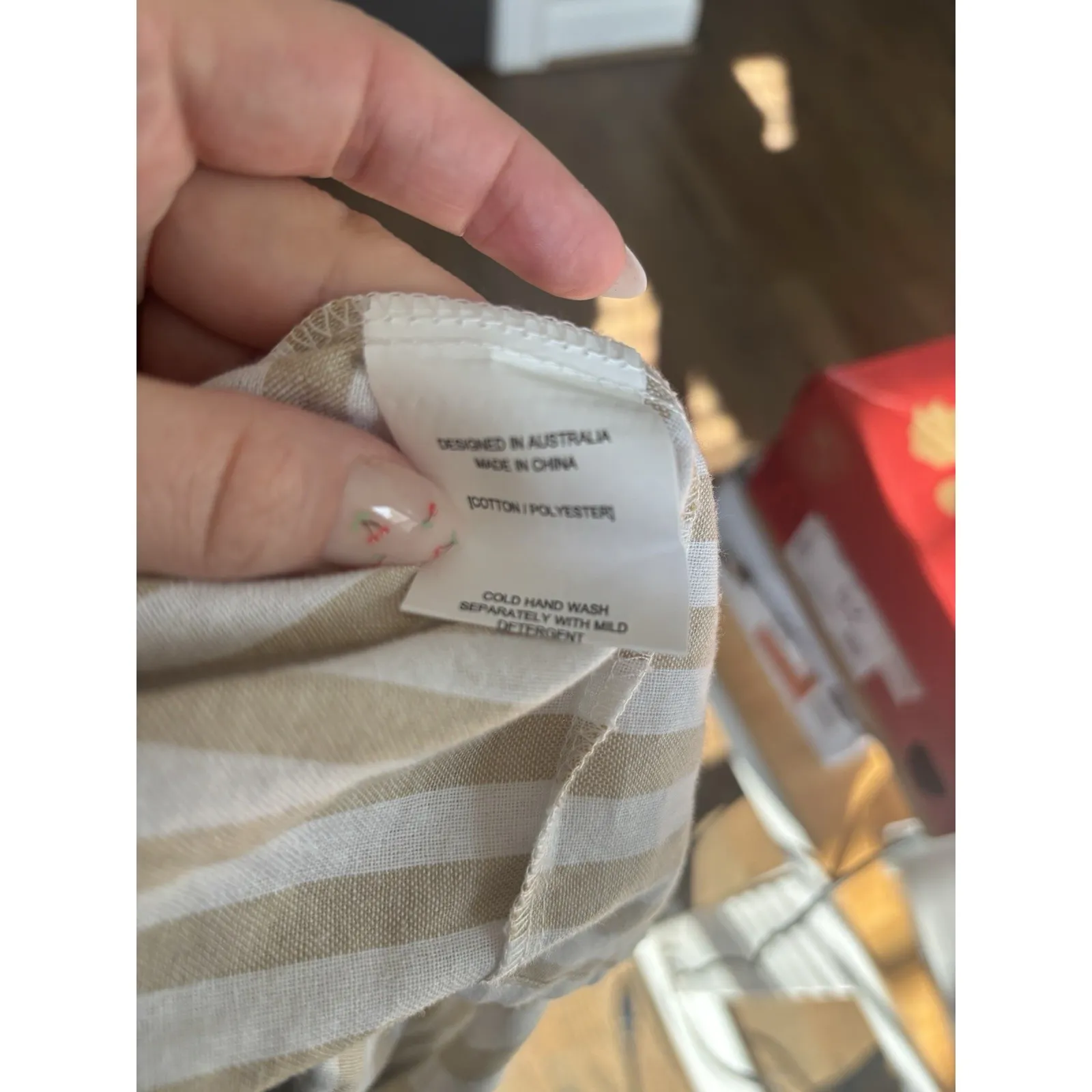 Petal + Pup Women's Tan White Striped V-Neck Sleeveless Tiered Midi Dress Size 8 - Image 9