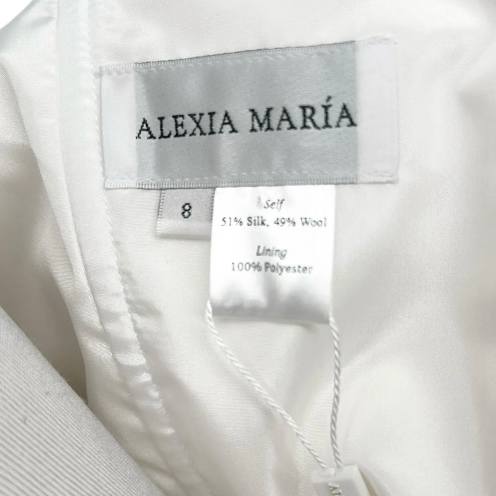 Alexia Maria Isabella Dress Bridal Wedding Silk Arm Bow Tie Mini White Size 8 - Image 13