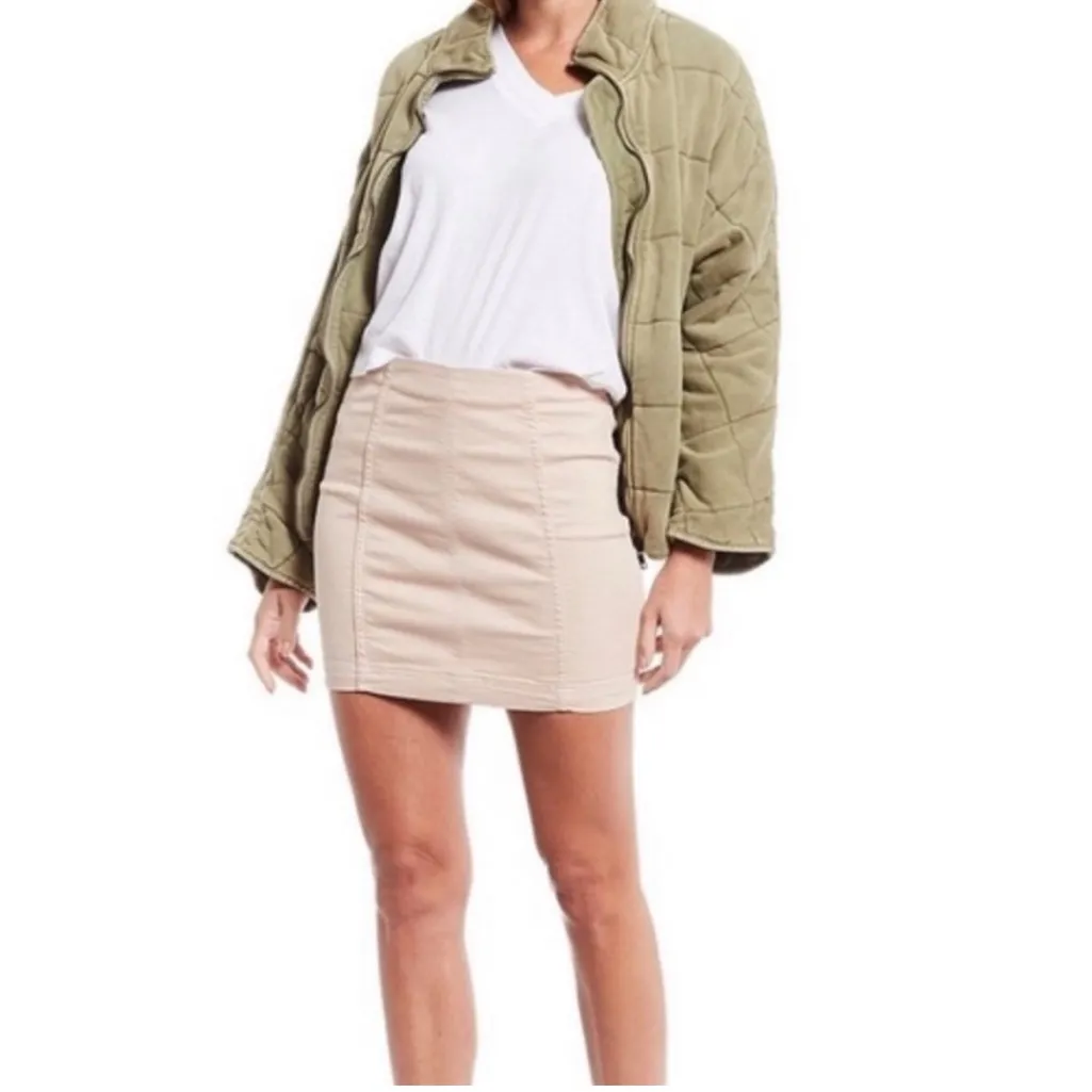 Free People Modern Femme Women's Mini Skirt Khaki Stretch Size 12 - Image 2