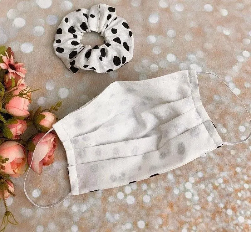 100% Premium Cotton Dalmatian Spot Face Mask And Scrunchie Multiple - Image 4