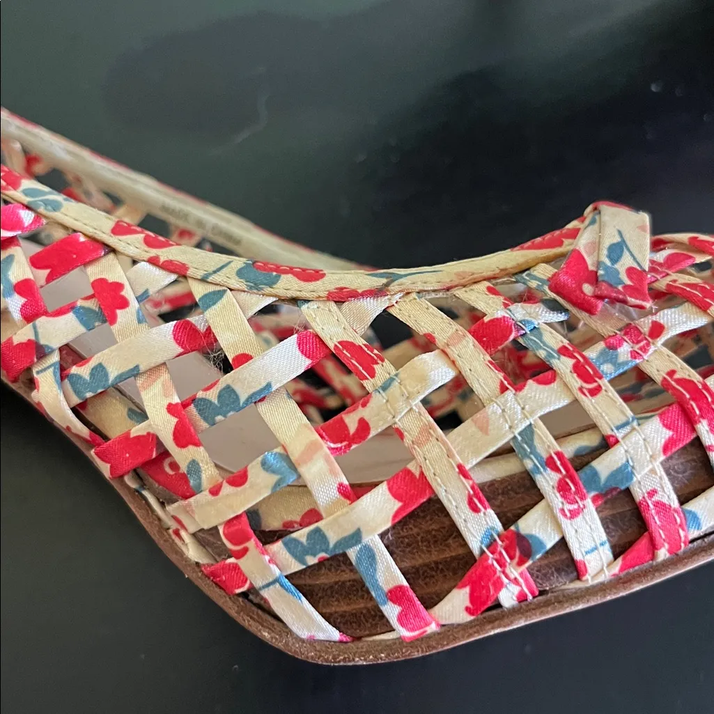 Aldo floral print peep-toe basket weave platform heels - Image 9