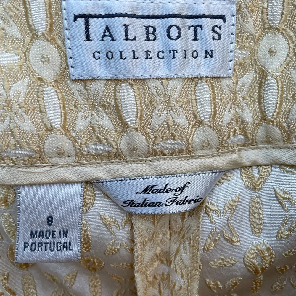 Talbot Collection Gold & Cream Slim Stretch Textured Dress Pants Size 8 Vintage - Image 4