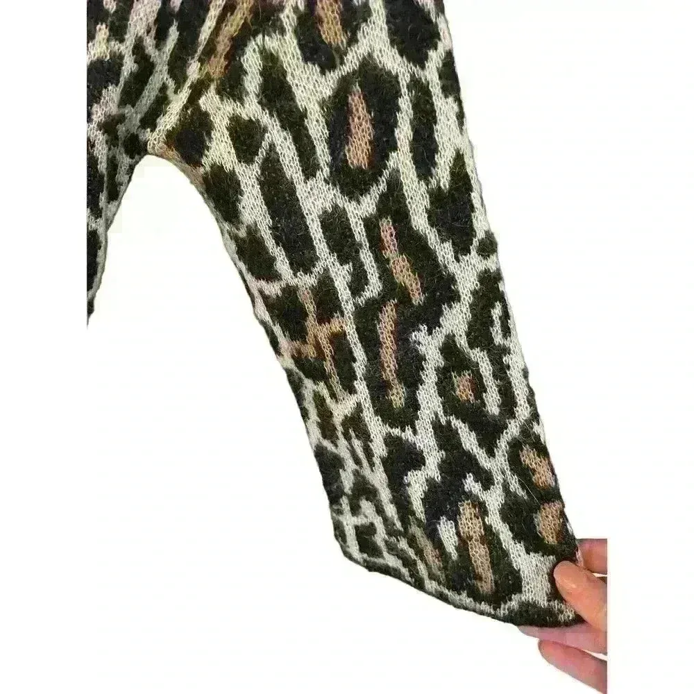 Joie Berit Cardigan Gray Black Animal Leopard Open Front Wool Blend, XS - Image 4