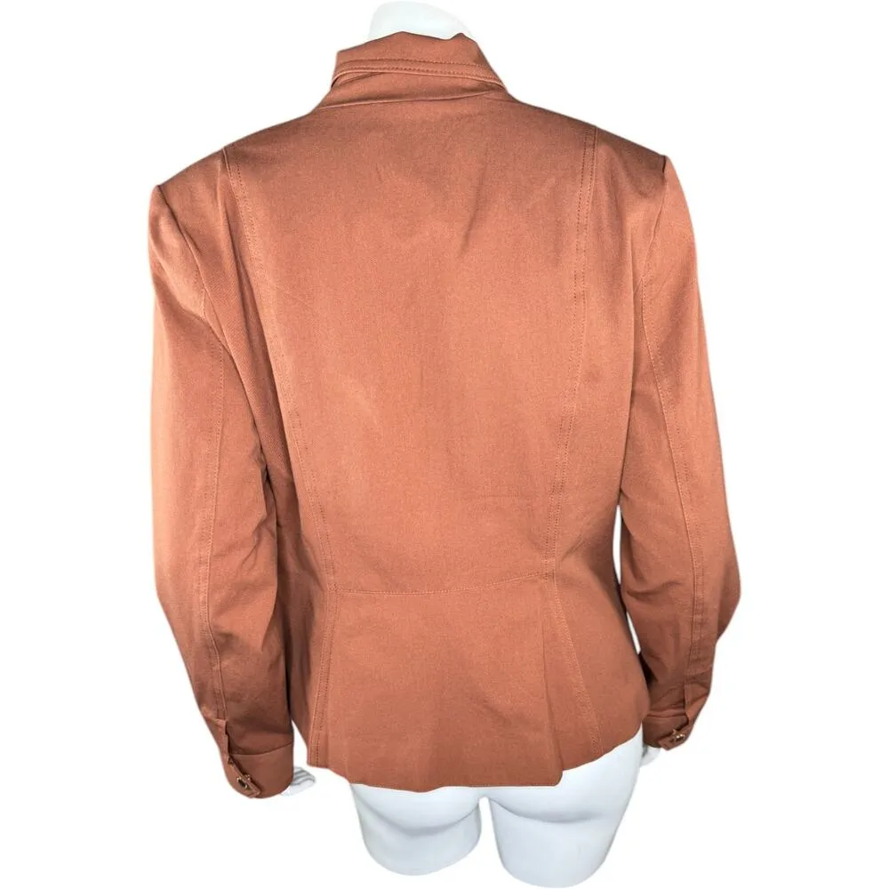 Isaac Mizrahi Live! 24/7 Stretch Zip Front Moto Jacket Cognac 10 NWOT Brown - Image 11