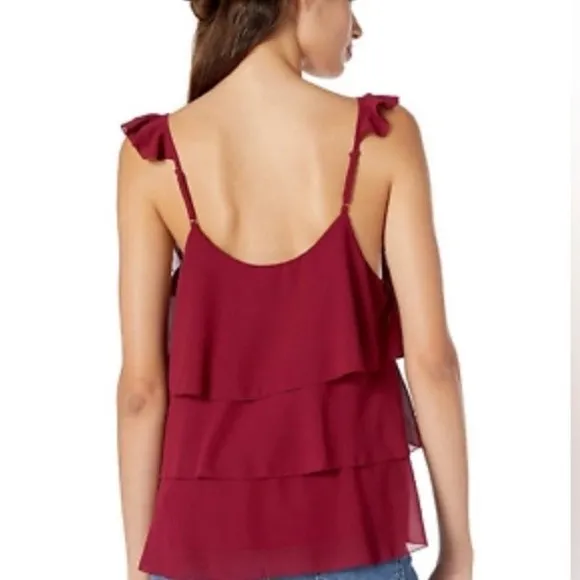 Women’s Cupcakes & Cashmere Burgundy Layered Flutter Sleeve holiday valentines Red - Image 2