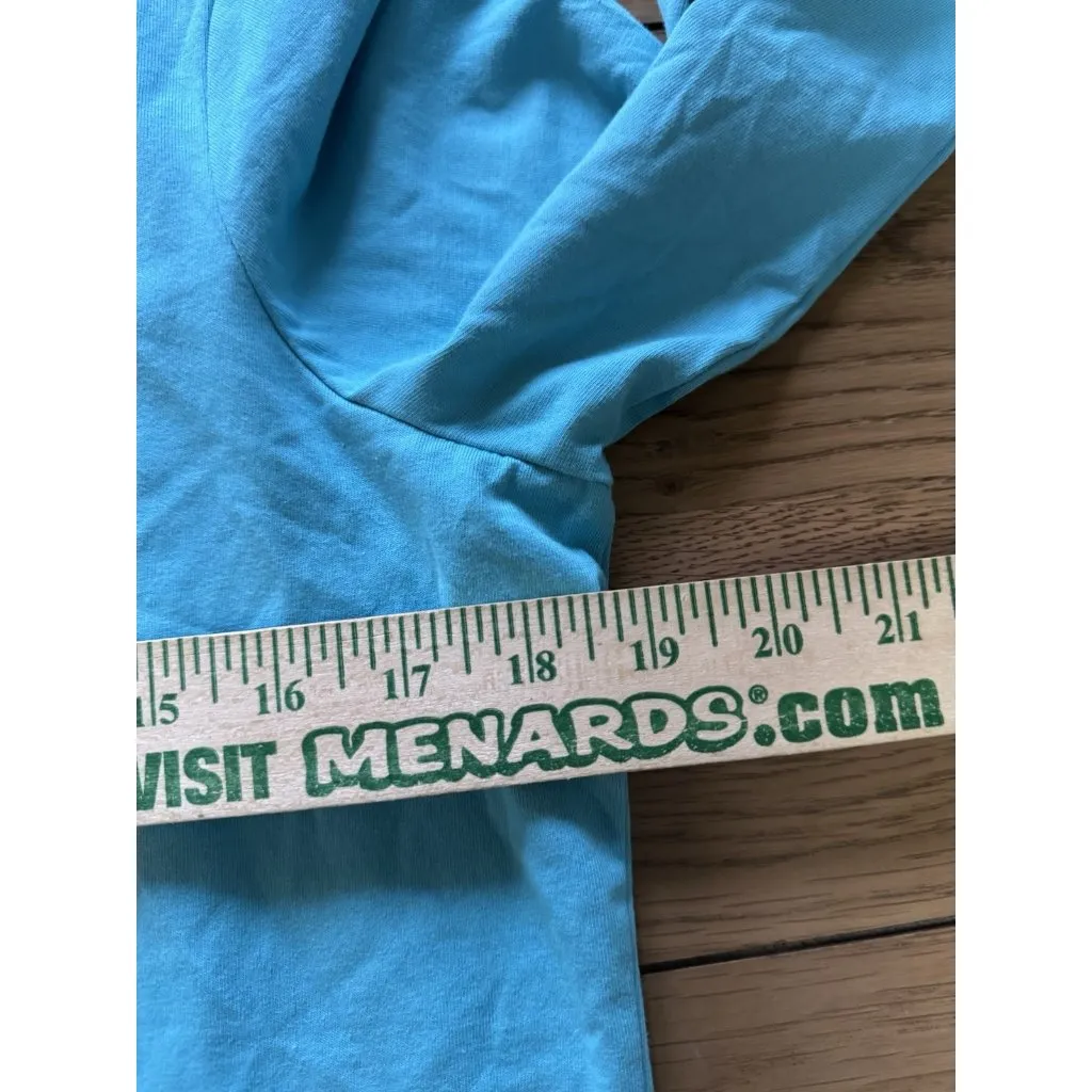 Lands End Supima Cotton Long Sleeve Crewneck T-Shirt Size Medium 10-12 Blue READ - Image 6