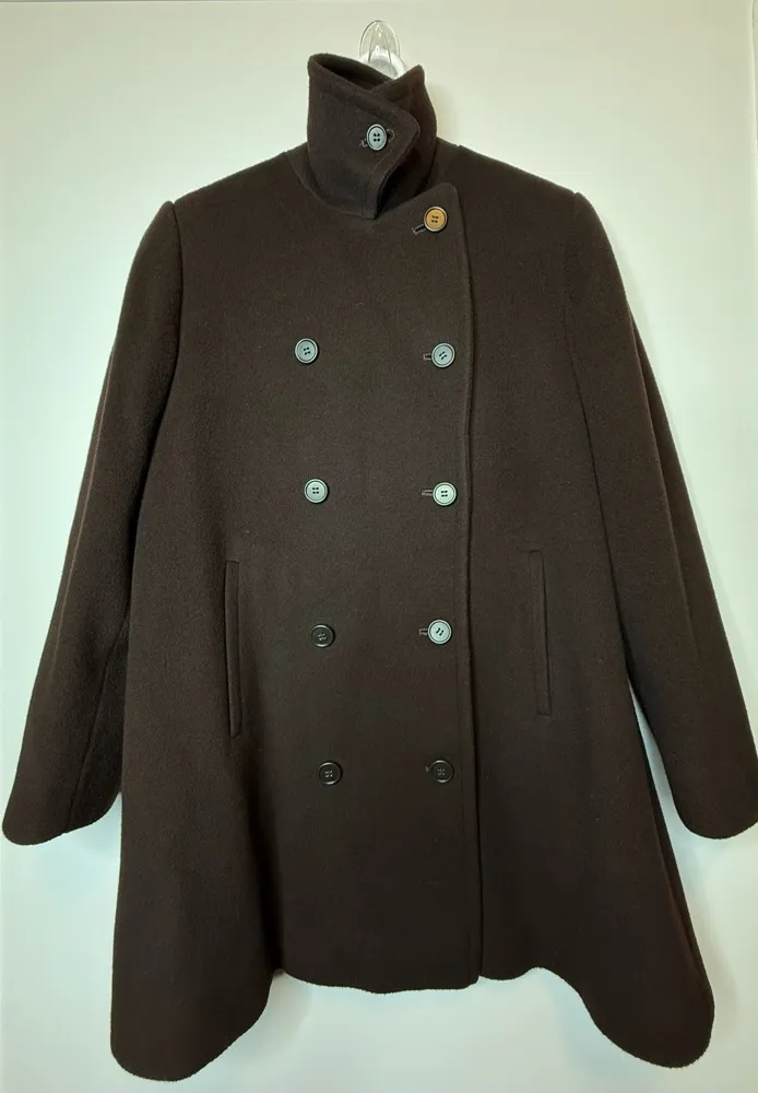 Calvin Klein Women's 100% Wool Double-Breasted Peacoat -Chocolate Brown - Image 1