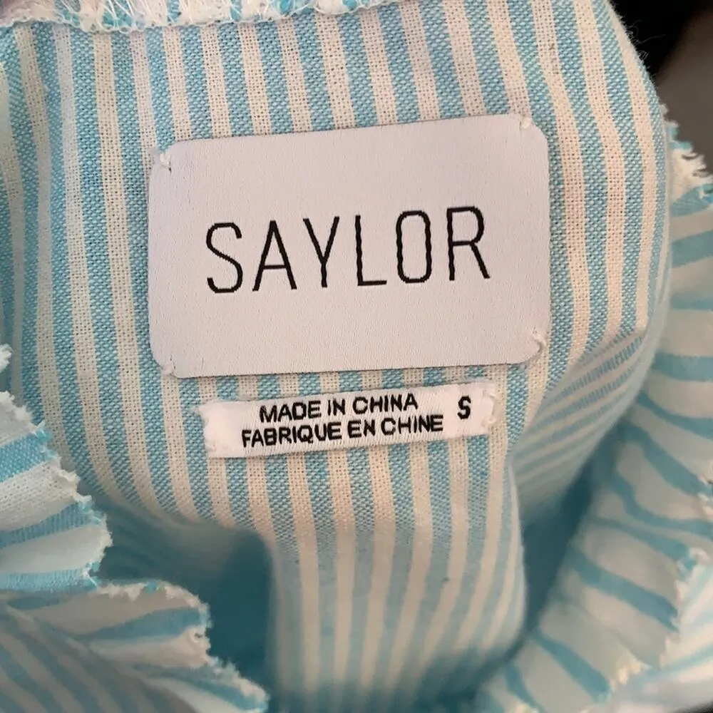 SAYLOR Stripe Print Ruffle Babydoll Top Sz S - Image 4