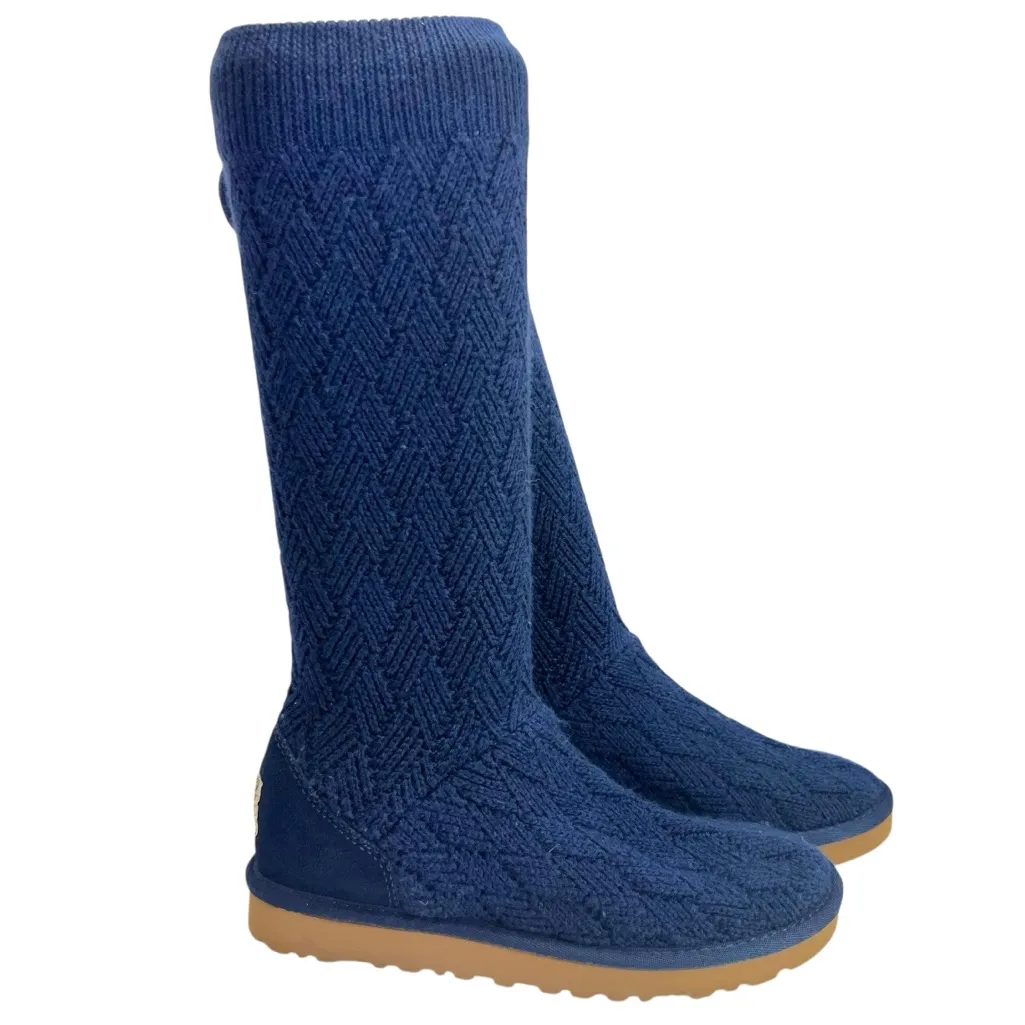 UGG Navy Cable Knit Sweater Boots - Image 2