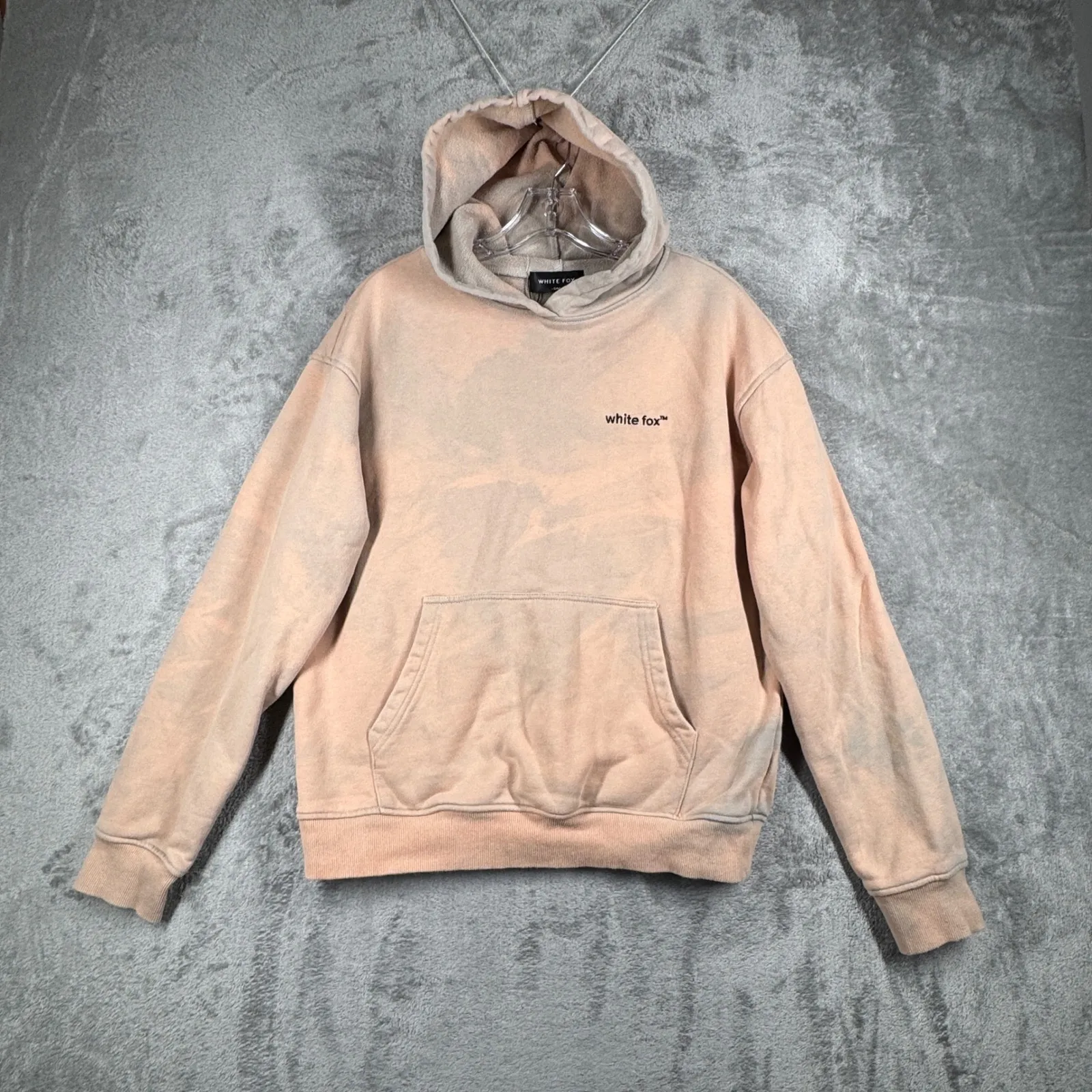 White Fox Oversized Hoodie Womens S/M Beige Gray‎ Pullover Streetwear Y2K Casual - Image 2