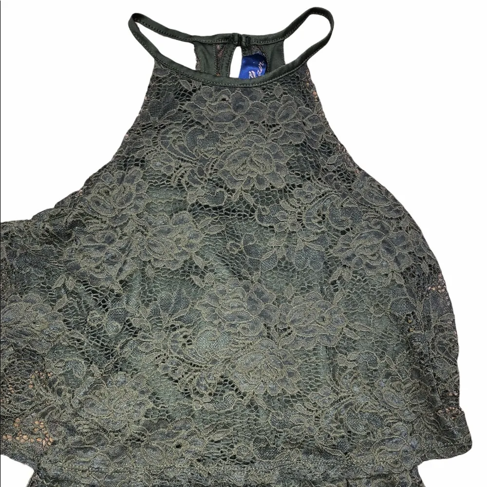 Blue Rain size medium olive green flirty romper - Image 2