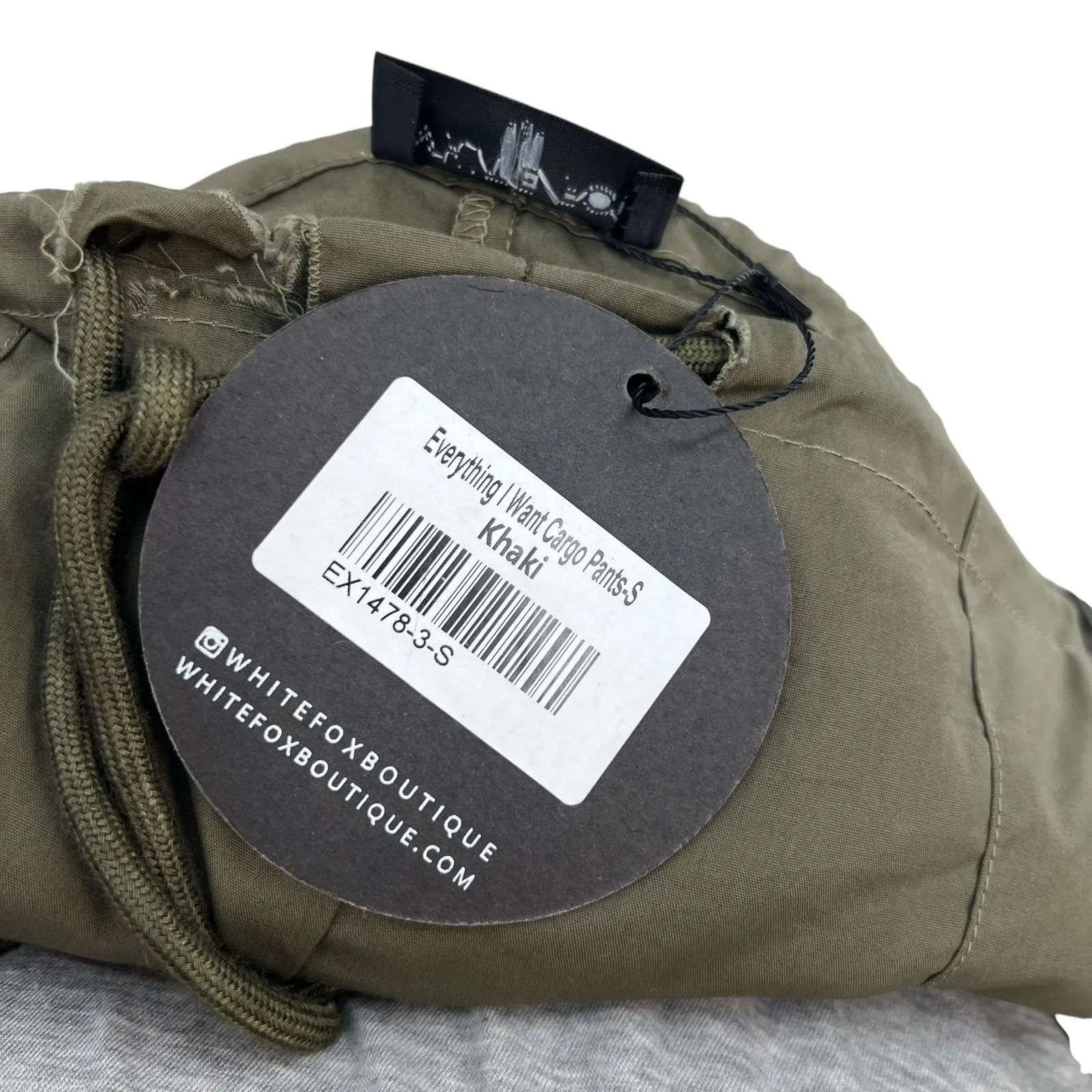 White Fox Everything I Want Cargo‎ Pants Parachute Khaki Green Size Small - Image 10