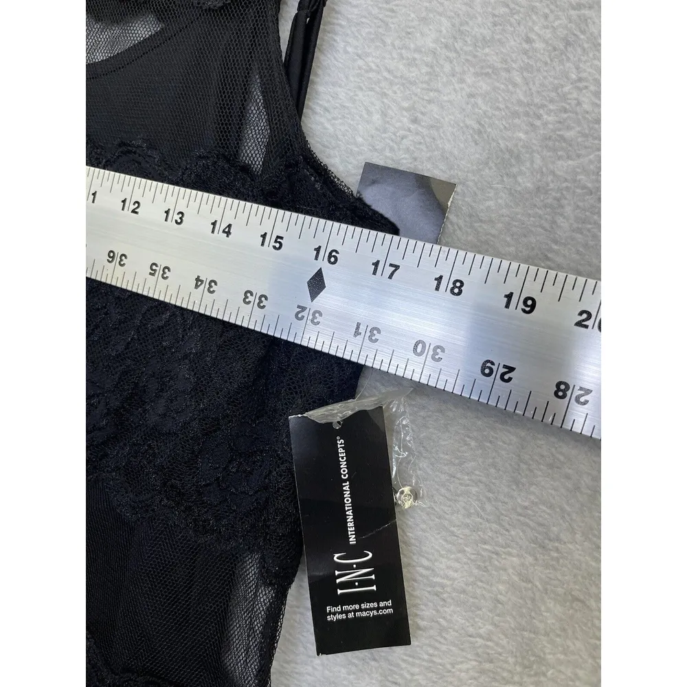 INC International Concepts blouse lace $59 Black Sheer Sleeveless 2 piece XS - Image 6