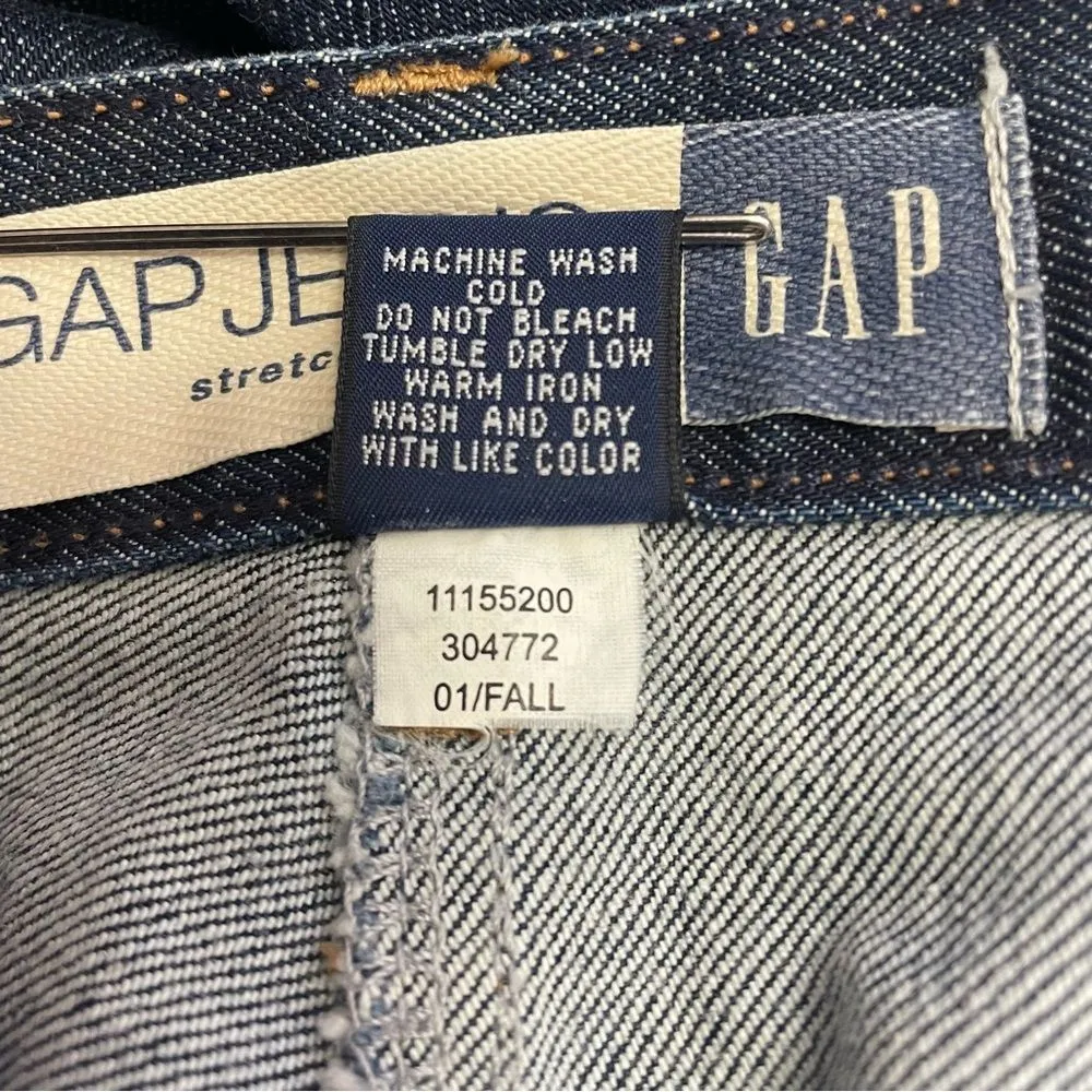 GAP Vintage Y2K Midi Jean Skirt Dark Wash Rigid Front Slit Denim Skirt Size 6 - Image 8