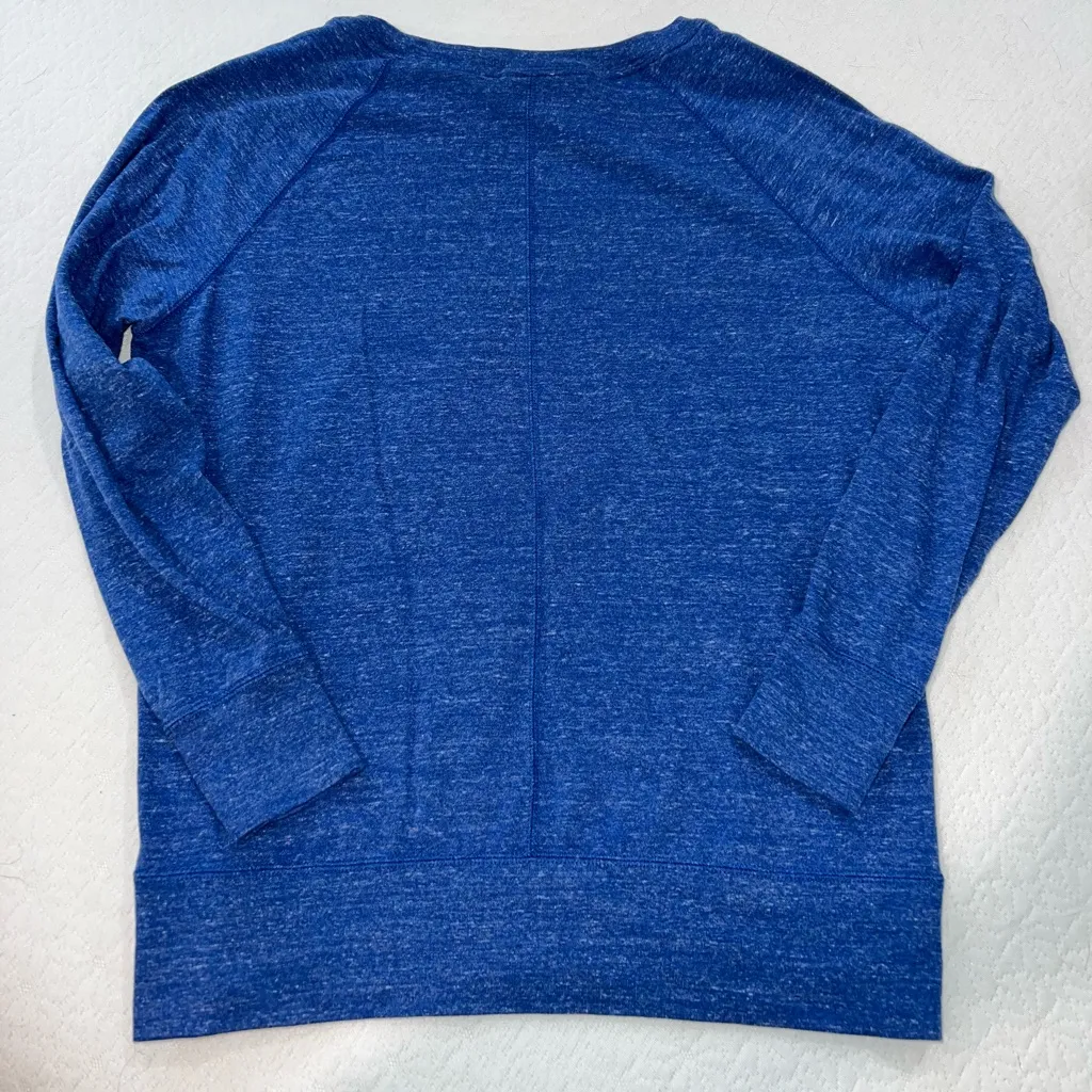 Nike Women Blue Marl Vintage Gym Crew Sweater Jumper Sweatshirt Pullover Size L - Image 6