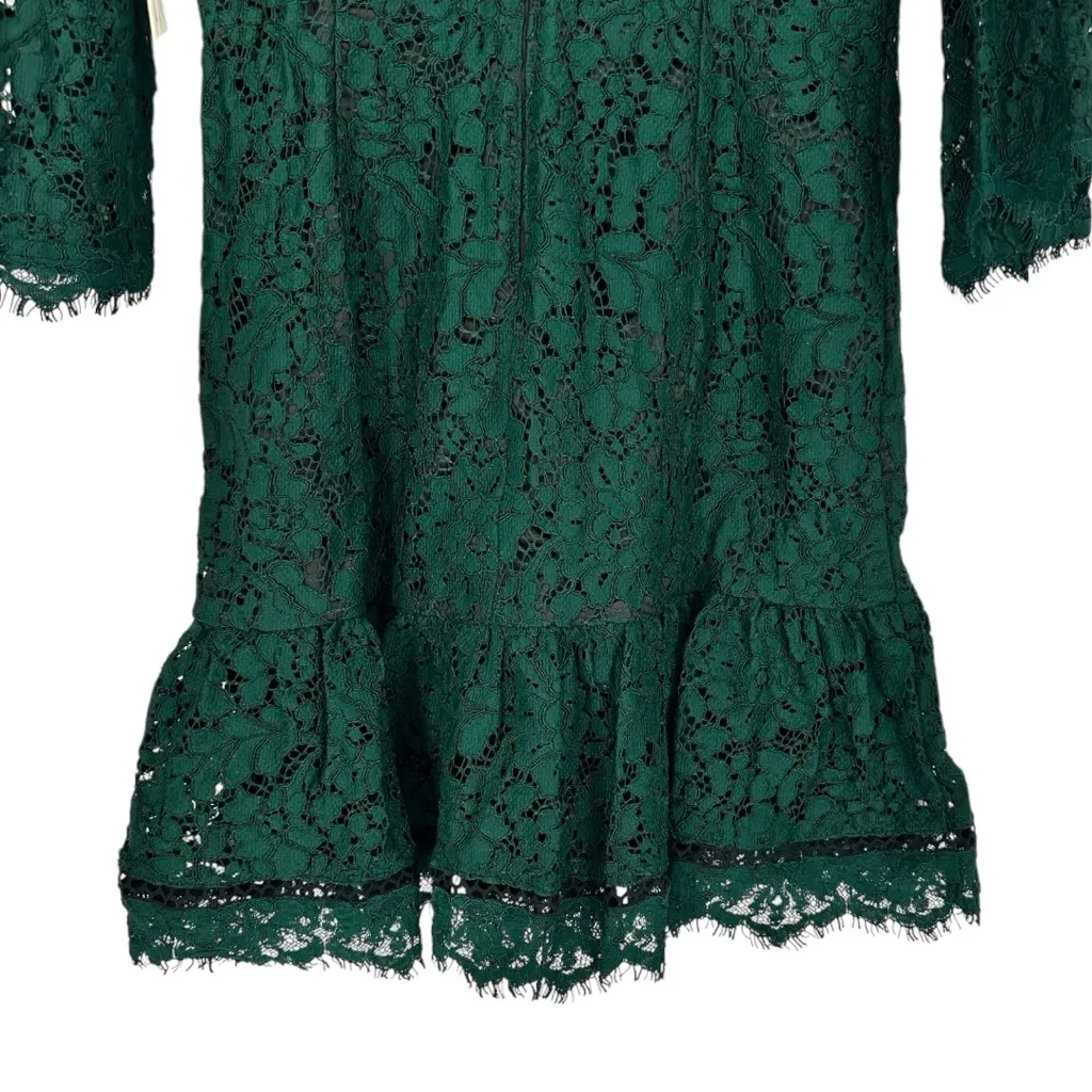 Eliza J Hunter Green Lace Bell Sleeve Short Dress size 2 V Neck NWT - Image 8