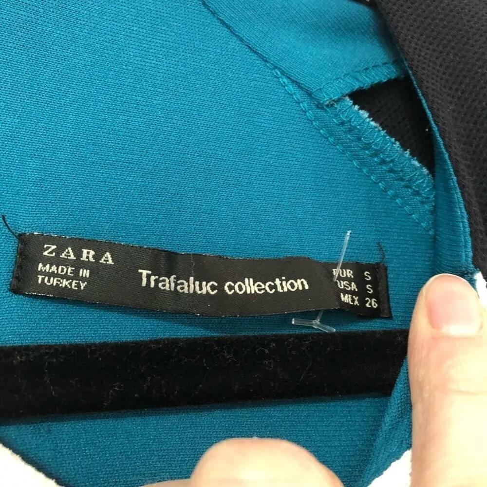 Zara Trafaluc Blue Leopard Print Sheath Dress Womens S Mini Long Sleeve Casual - Image 5