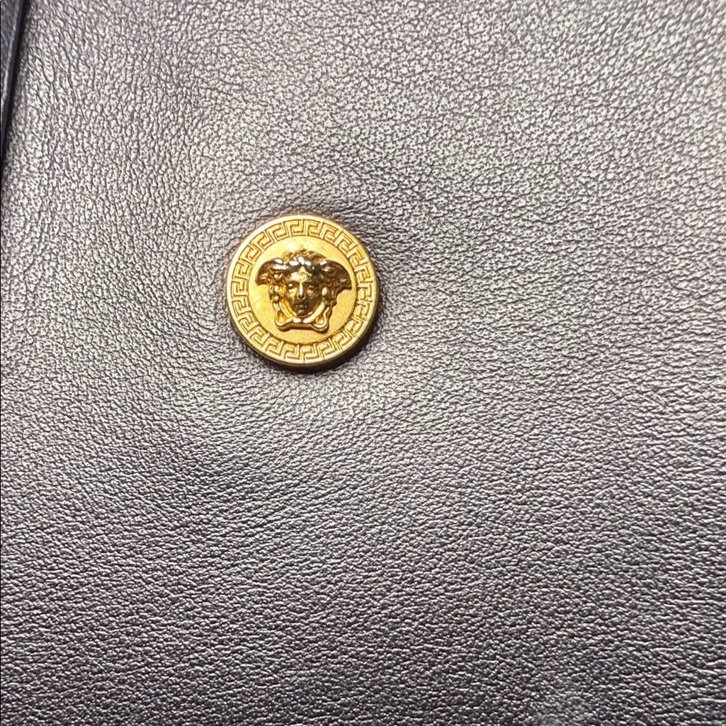 Versace Black Tote with Silk Scarf Closure and pouch - Image 5