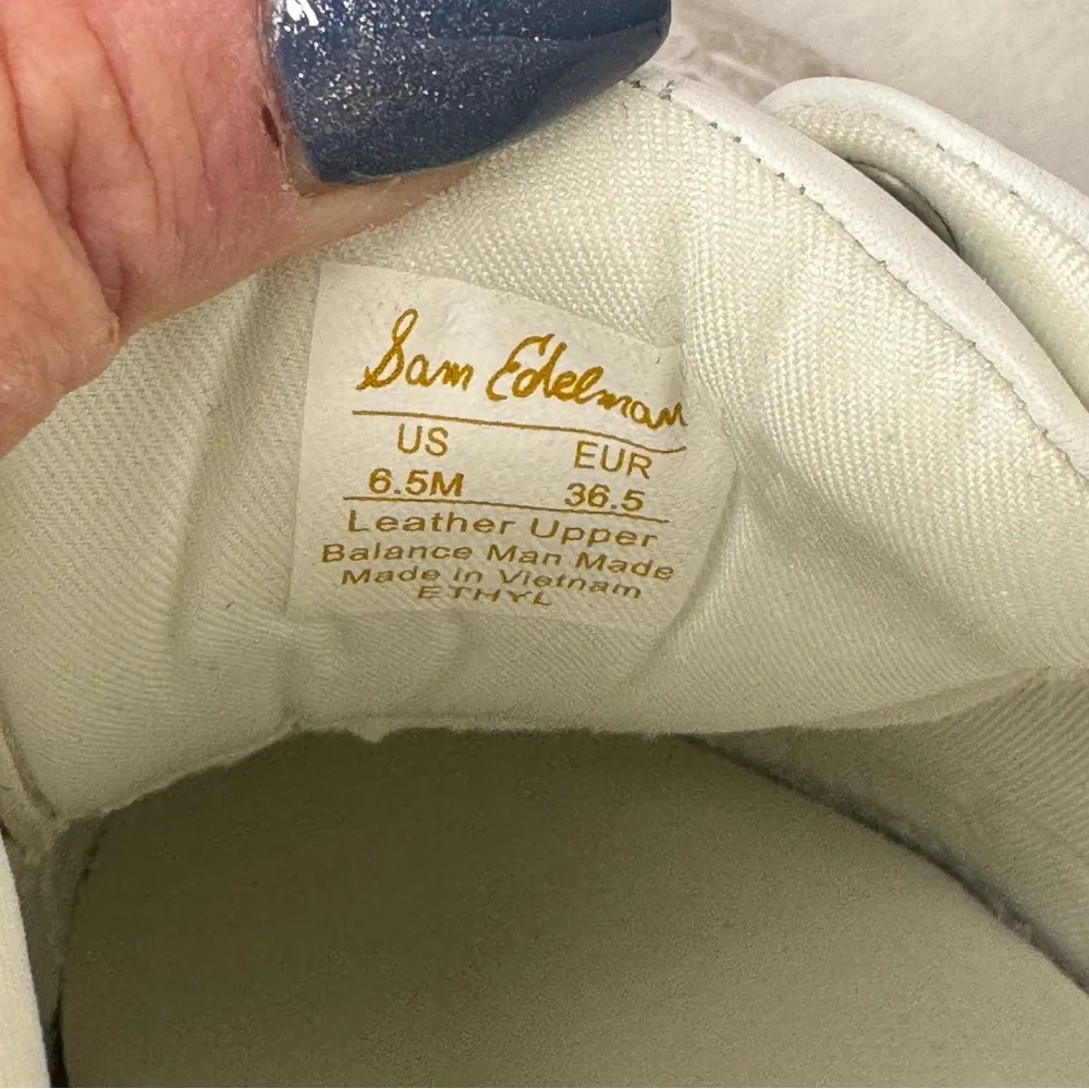Sam Edelman Ethyl Lace Up Low Top Sneakers Bright White Leather 6.5 - Image 9