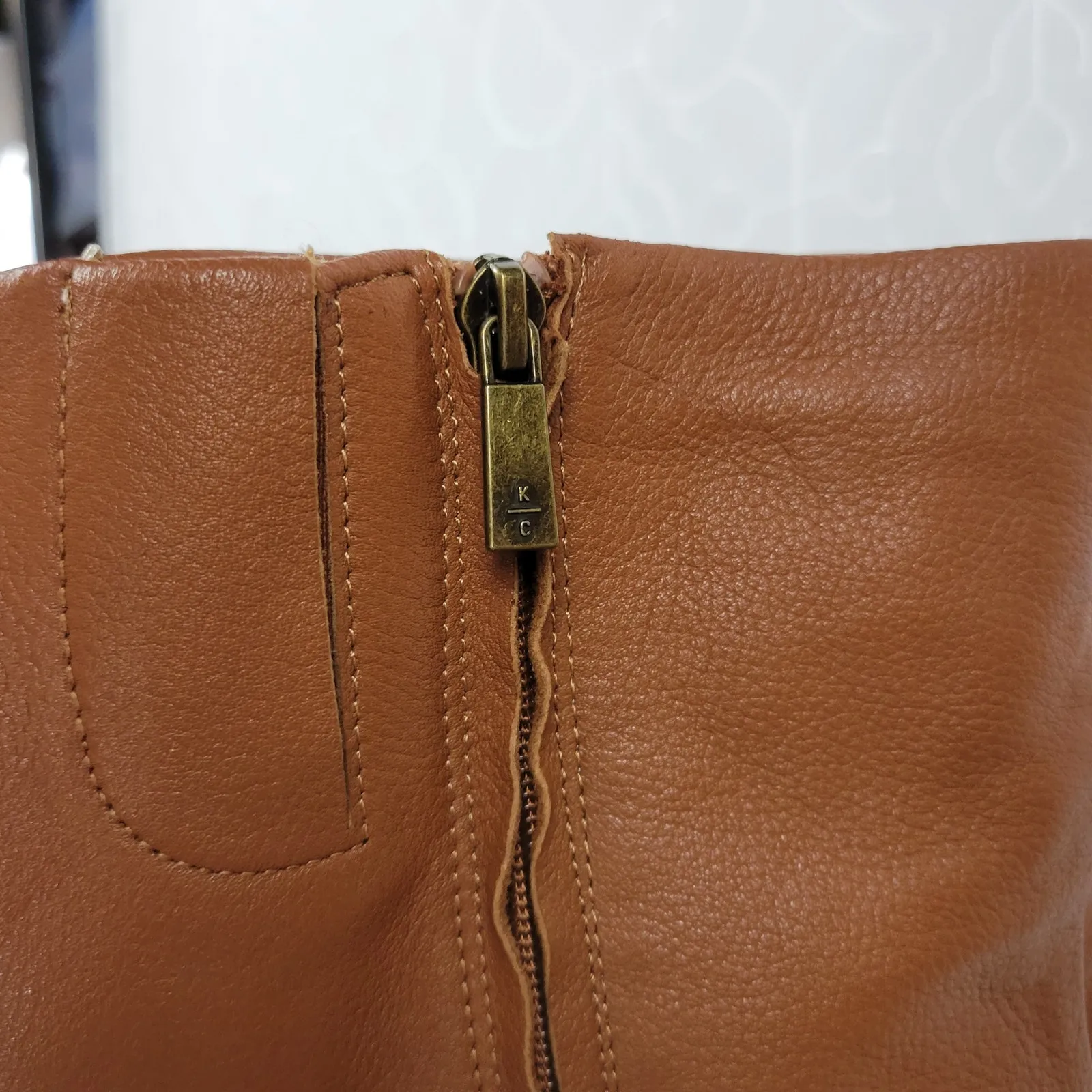 Kenneth Cole NY Justin Womens Boots Size 8.5 Cognac Leather Knee‎ High Round Toe Brown - Image 6