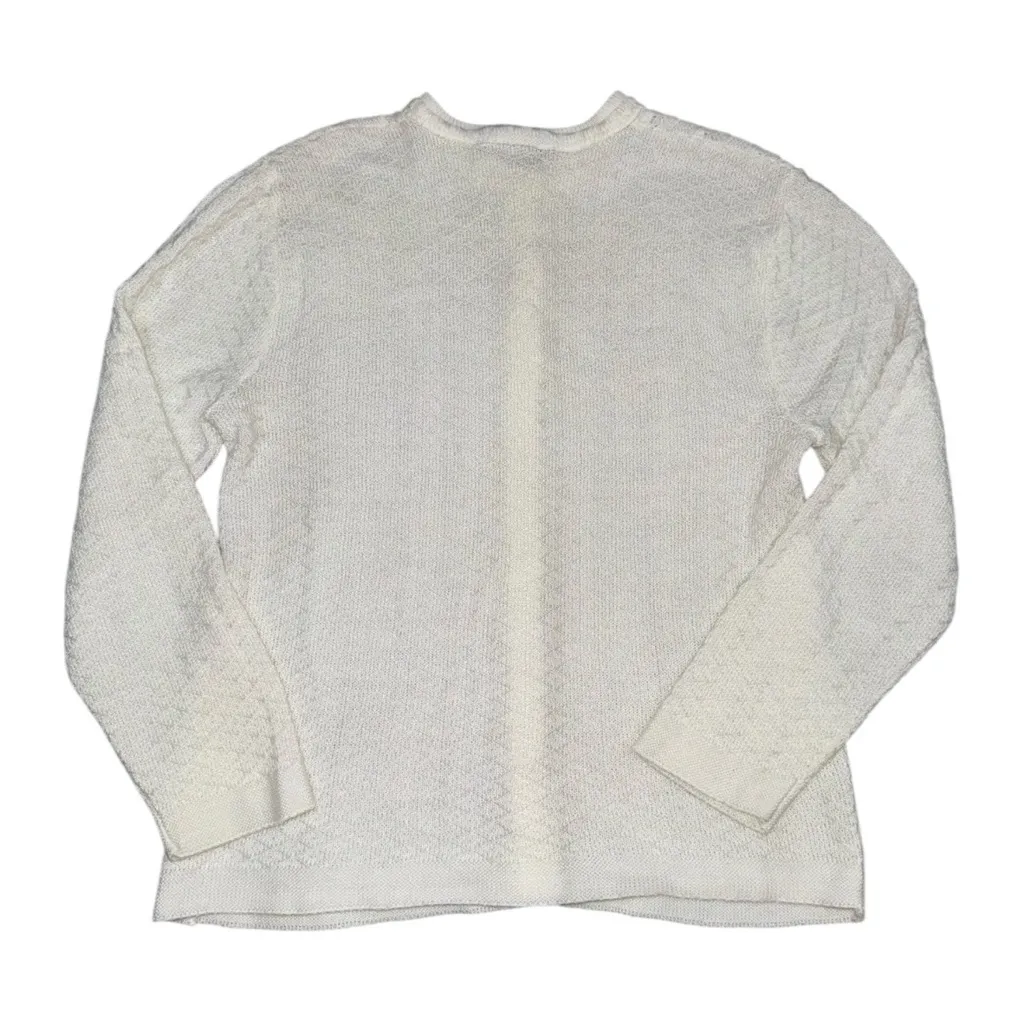 VTG Cuddle Knit White Cable Knit Button Up Cardigan Sweater Grandmacore Womens L Size L - Image 2